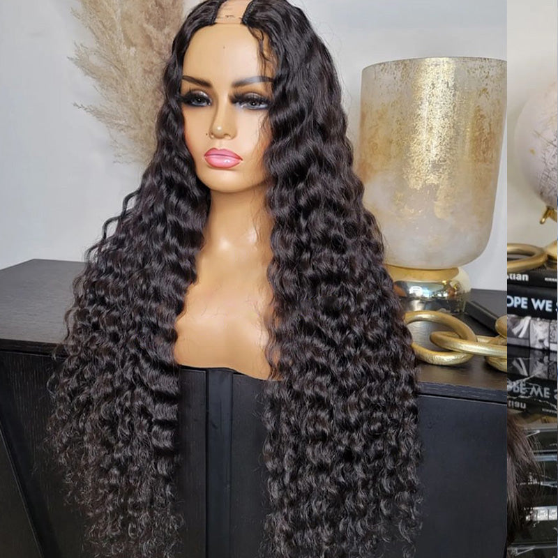 Perruque en U Water Wave de cheveux vierges 250% de densité