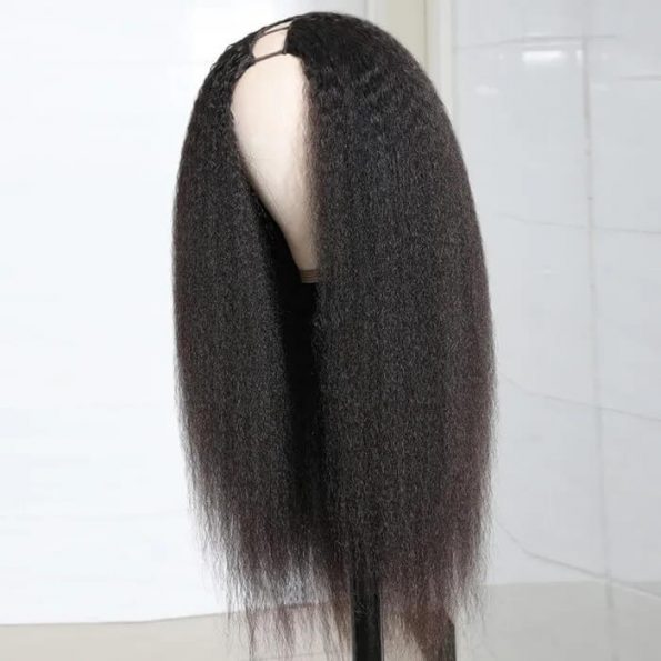 Perruque en U Kinky Straight de cheveux vierge 250% de densité
