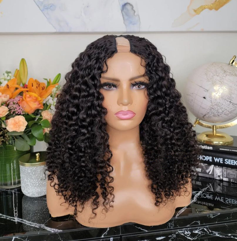 Perruque en U Water Wave de cheveux vierges 250% de densité