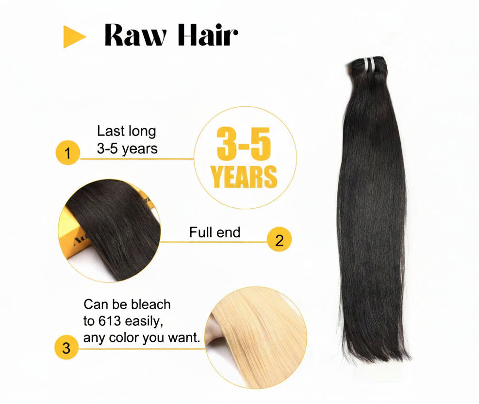 Offre spéciale 3 boules de Cheveux Brut (Raw) - Lisse - Vietnamien - Grade 12A - Donneur unique