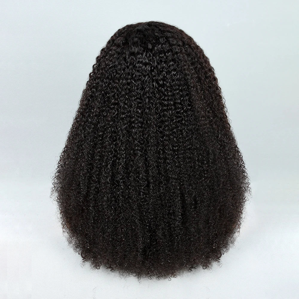 Demi-perruque en cheveux naturels - 3 en 1 avec ligne frontale invisible - Kinky Curly - Cordon de serrage - 180% densité