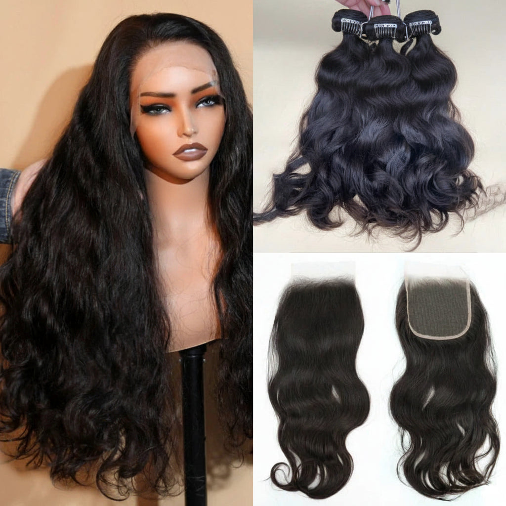 Offre complète 3 boules de Cheveux Brut Birman avec closure HD 5x5 - Inborn Wavy