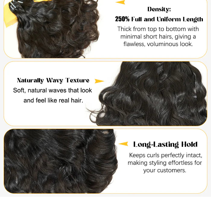 Offre complète 3 boules de Cheveux Brut Birman avec closure HD 5x5 - Inborn Wavy