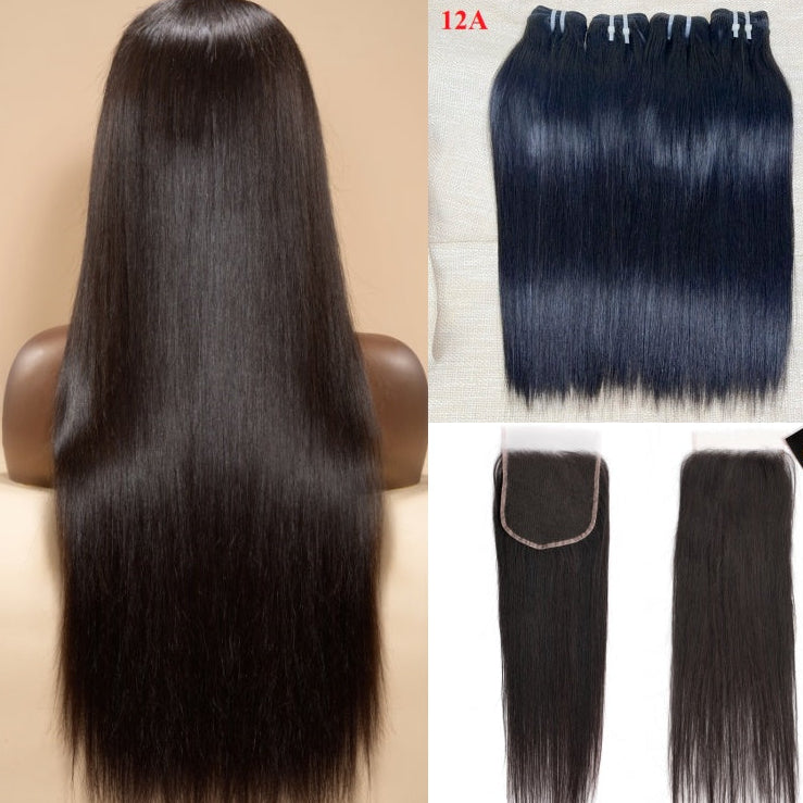 Offre complète 3 boules de Cheveux Vierge ou Brut (Raw) avec Closure HD 6x6 - Lisse