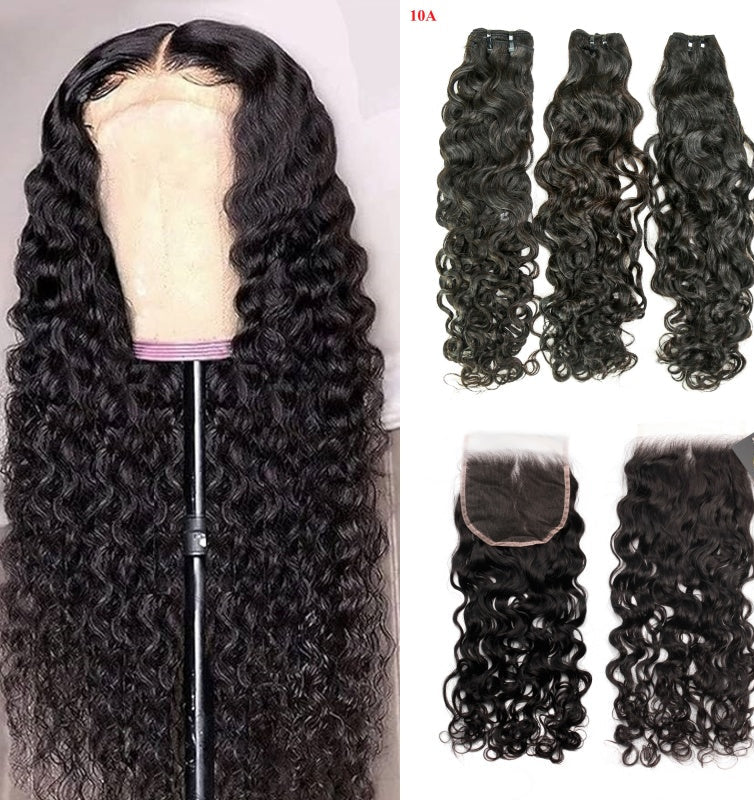 Offre complète 3 boules de Cheveux Vierge avec closure HD 6x6  - Water Wave - Grade 10A