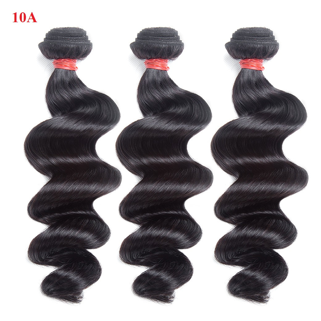 Offre complète 3 boules de Cheveux Vierge avec Lace frontale HD 13x6 Grade 10A - Loose Wave